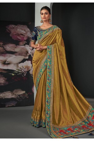 Mustard silk saree with blouse 120256