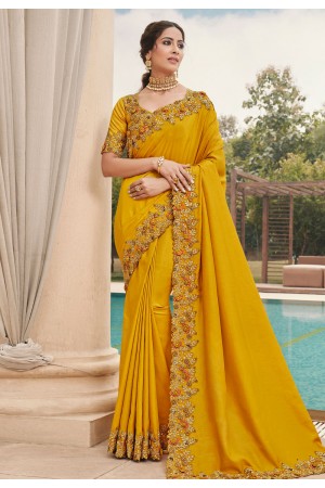 Mustard silk saree with blouse 6612