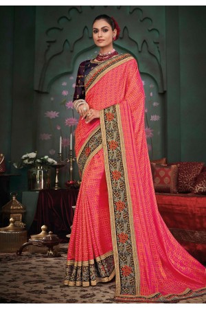 Pink silk festival wear saree 117919