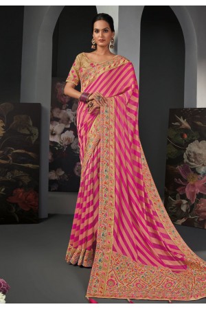 Pink silk festival wear saree 120255