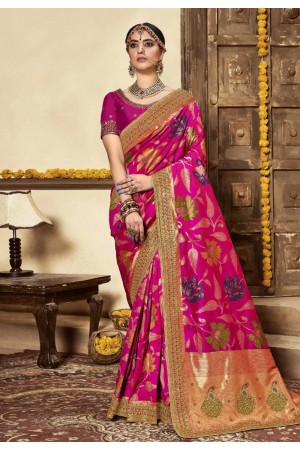 Pink silk saree with blouse 118692