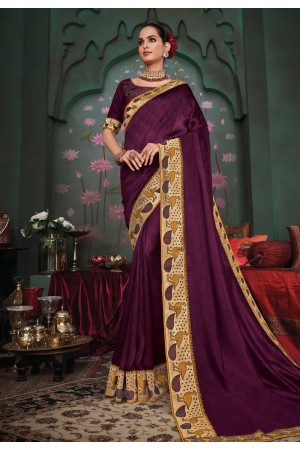 Purple silk party wear saree 117923