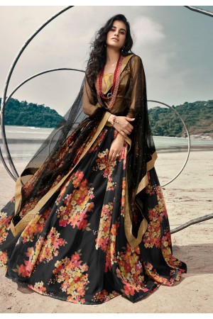 Black organza lehenga choli 5306