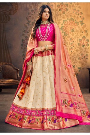 Cream upada silk circular lehenga choli 20205N