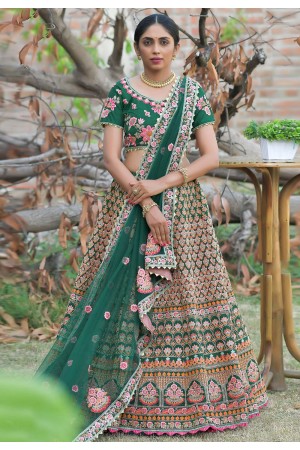 Green pashmina embroidered lehenga choli 1122