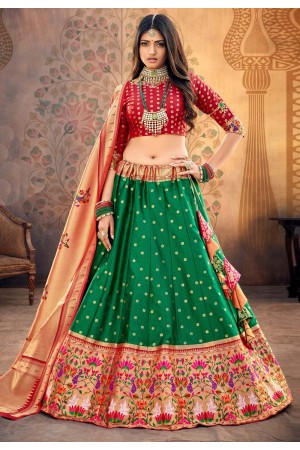 Green upada silk circular lehenga choli 20202C