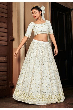 Off white georgette sequins work lehenga choli 1715