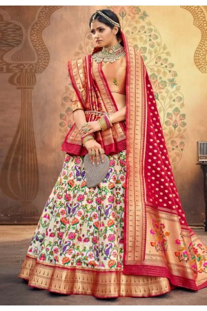 Off white upada silk circular lehenga choli 20204J