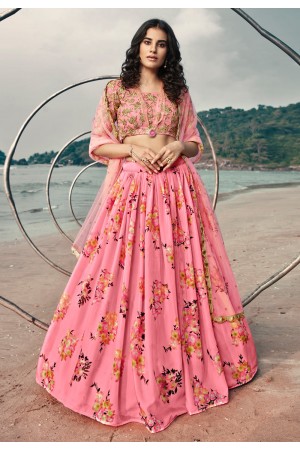 Pink organza lehenga choli 5303