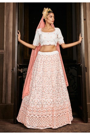 White georgette sequins work lehenga choli 1712