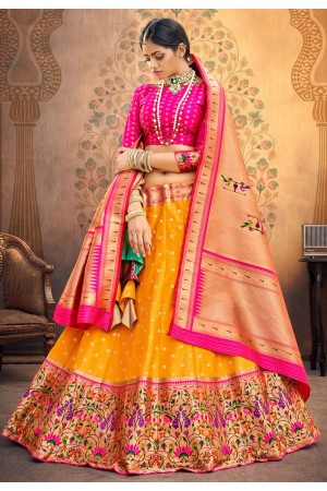 Yellow upada silk circular lehenga choli 20203H