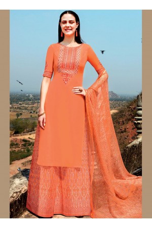 Orange color cotton Palazzo salwar kameez