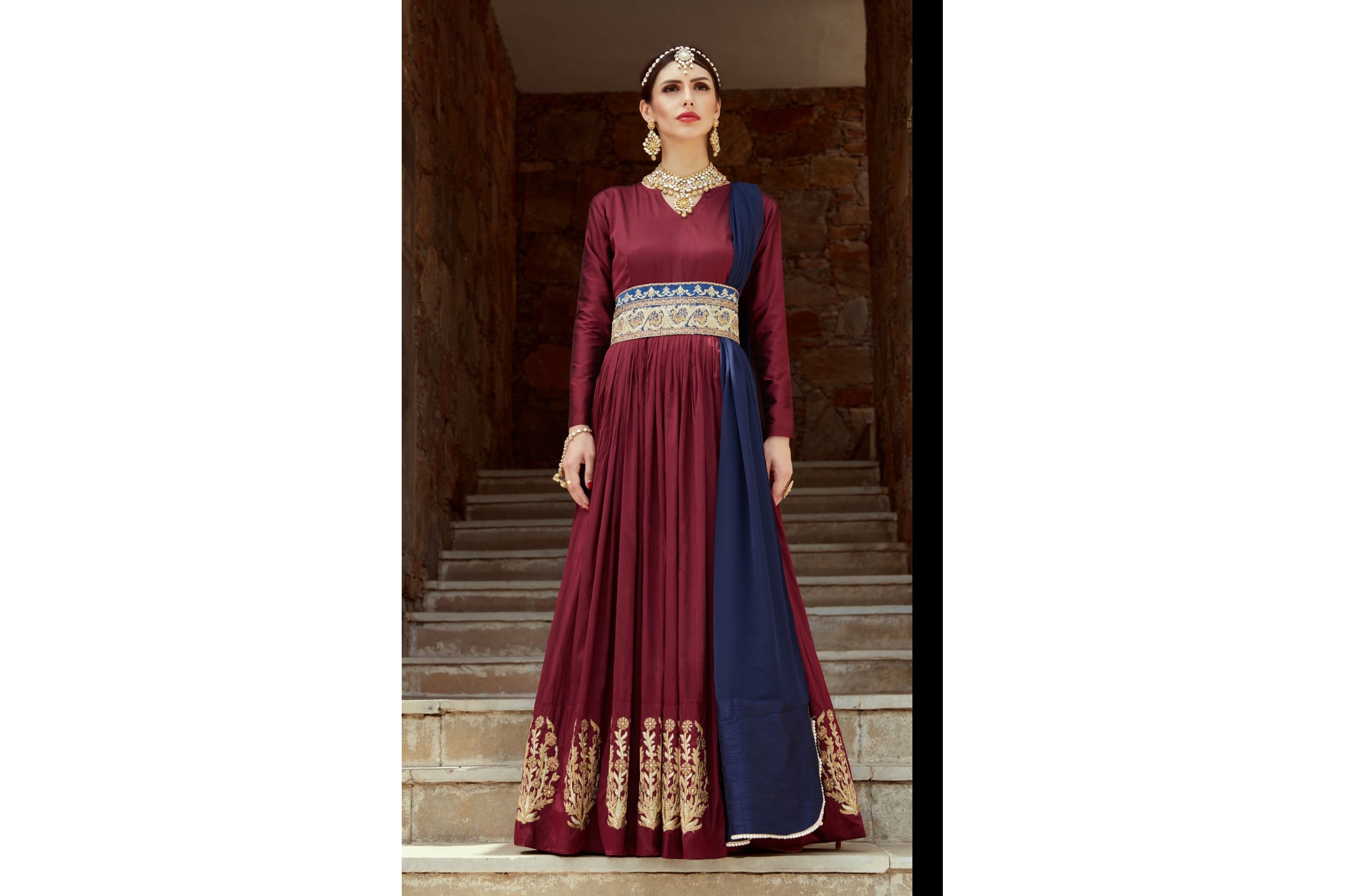 maroon gown indian