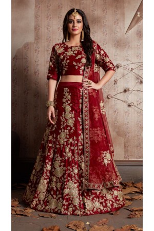 Indian Dress Maroon Color Bridal Lehenga 359M