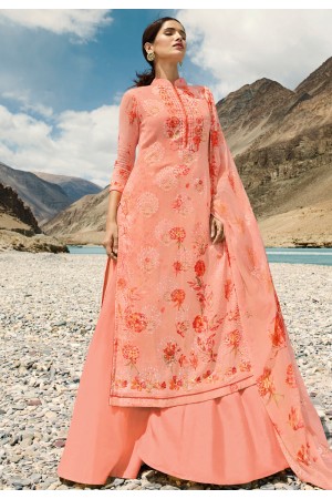 Pink georgette kameez with palazzo 17007