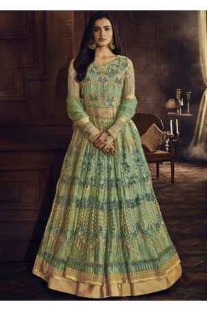 Light green net wedding wear Lehenga kameez