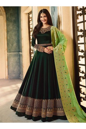 Amyra Dastur Bottle green color georgette wedding wear Anarkali