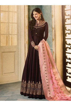 Amyra Dastur Brown color georgette wedding wear Anarkali
