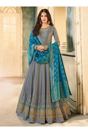 Amyra Dastur Grey color georgette wedding wear Anarkali