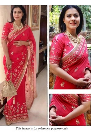 Bollywood Kajol Inspired Pink Georgette saree