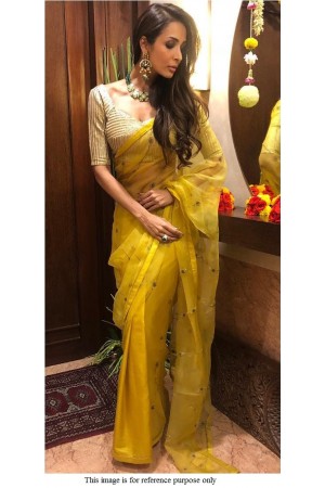 Bollywood Malaika Arora Khan yellow organza saree