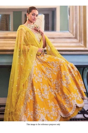 Bollywood Sonakshi Sinha Inspired yellow silk lehenga