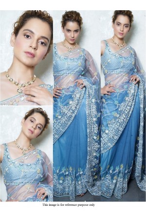 Bollywood Kangana Ranautt blue net saree
