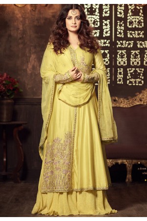 Dia Mirza Yellowcolor georgette Lehenga kameez 45004