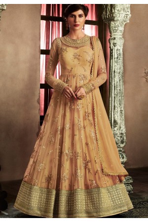 Orange net latest wedding floor touch anarkali 11059