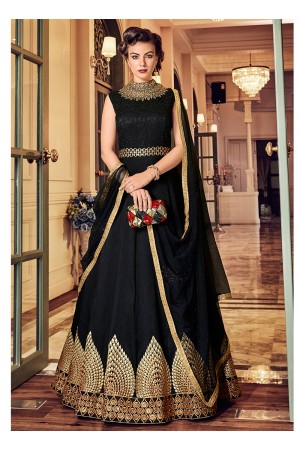 Black color banglori silk party wear anarkali kameez 5811