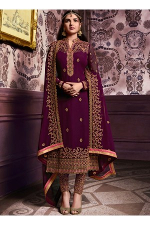 Wine color straight cut salwar kameez 10061