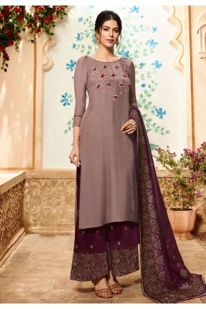 Brown viscose palazzo style suit 4008