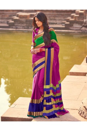 Aangi Plus Dark Pink Cotton Wear Sarees