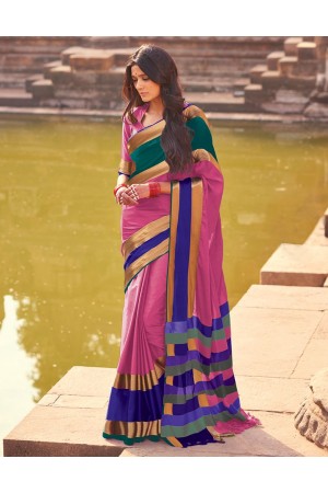 Aangi Plus Pink Cotton Wear Sarees