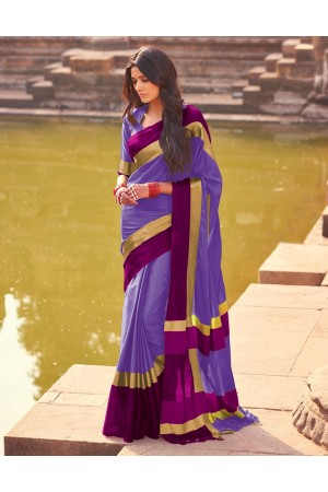 Aangi Soft Lavender Festive WearCotton Saree