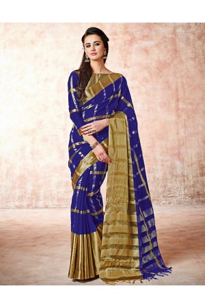 Aashi Royal Blue Cotton Saree   s