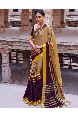 Abhirati Cerise Purple Cotton Saree