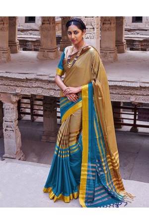 Abhirati Pacific Blue Wedding Wear Cotton Sarees