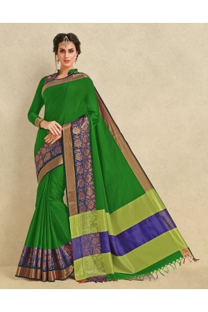 Arianna Lush Green Cotton  Designer Saree