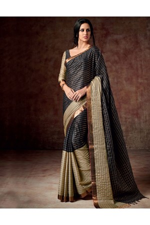 Bani Caviar Black Cotton Saree