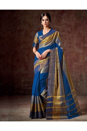 Foram Diva Blue Cotton Saree