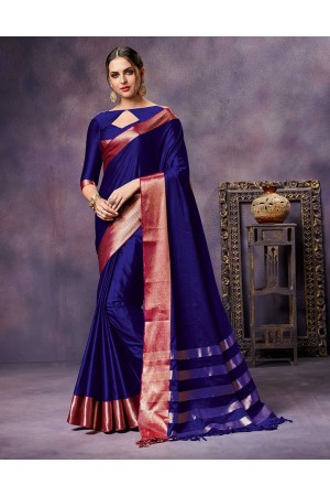 Nimmi Symphony Blue Cotton Saree