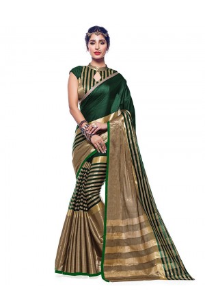 Ora Emerald Green Designer Wear Cotton Saree