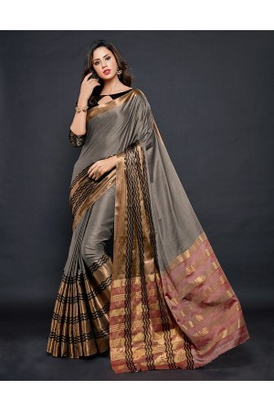 Zehra Prime  Duskin Beige Festive wear Cotton Saree