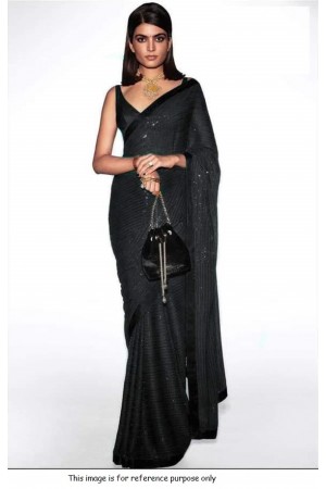 Bollywood Sabyasachi Inspired black georgette sequin saree