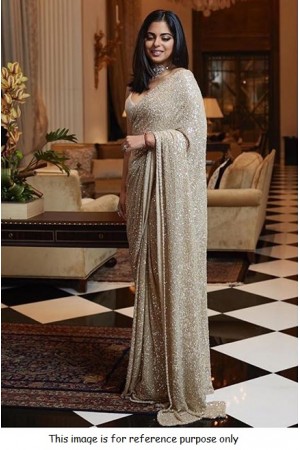 Bollywood Sabyasachi Inspired Isha ambani beige sequins saree