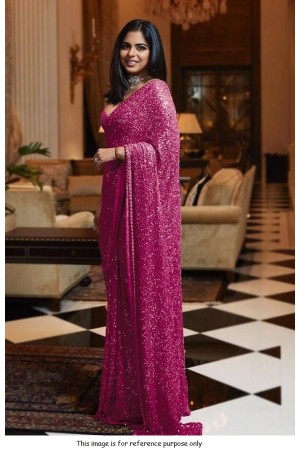 Bollywood Sabyasachi Inspired Isha ambani pink sequins saree