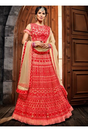 Cream net net wedding lehenga choli 4991