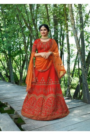Prachi Desai Orange silk wedding wear lehenga choli 19774
