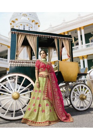 Pista green silk Indian wedding lehenga 13168